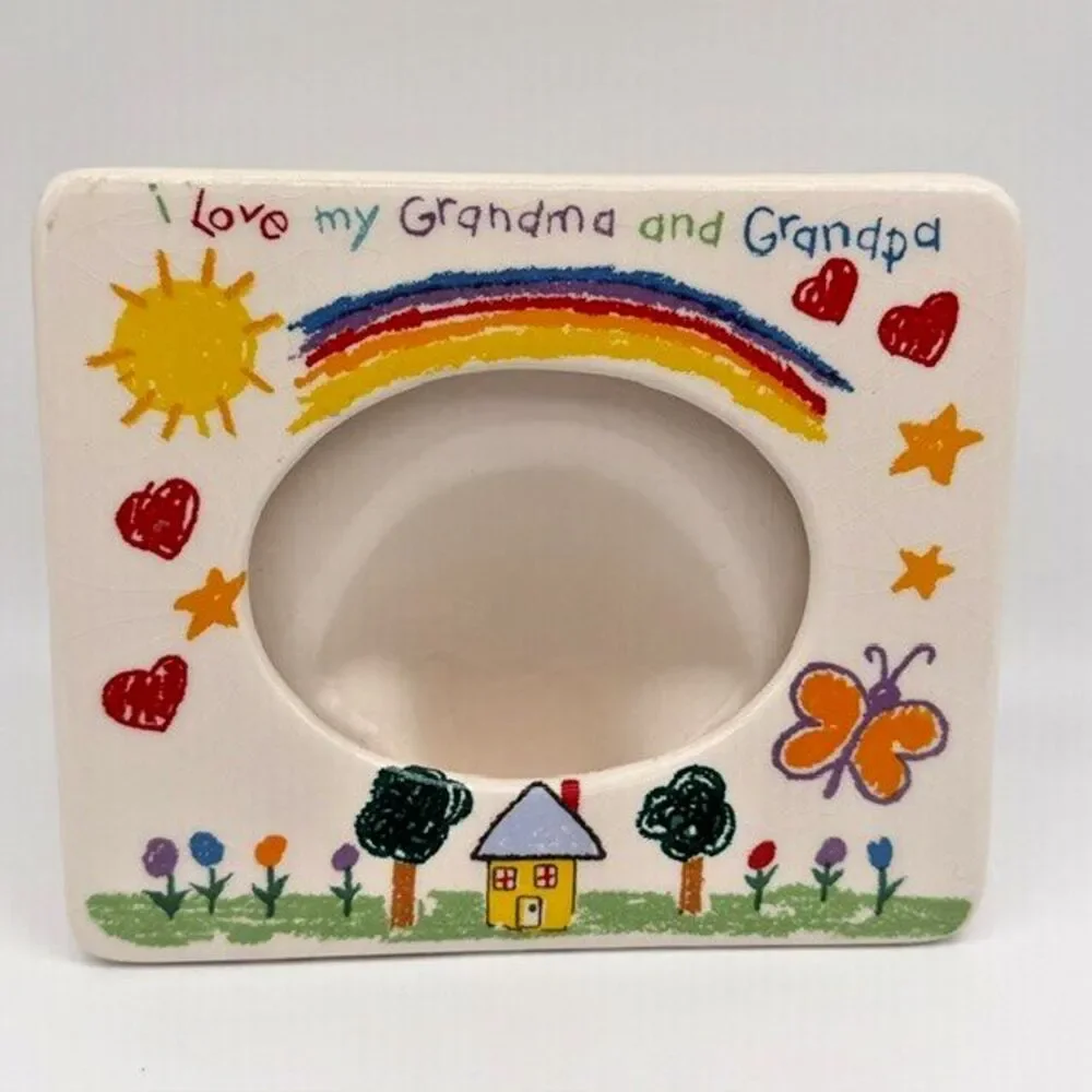 Vintage I Love My Grandma and Grandpa Ceramic Picture Frame Russ 6